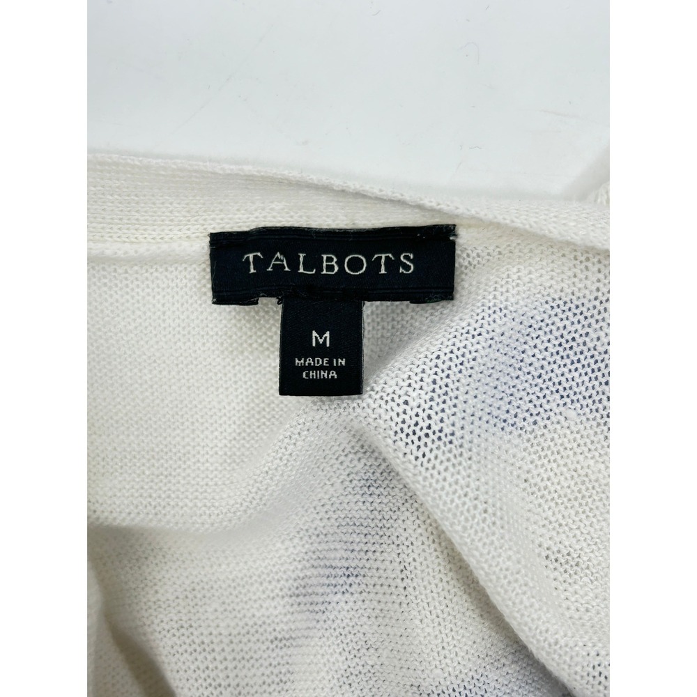 Talbots Linen Blend Blue Stripe Long Cardigan Duster Lightweight Coastal M - Picture 8 of 9